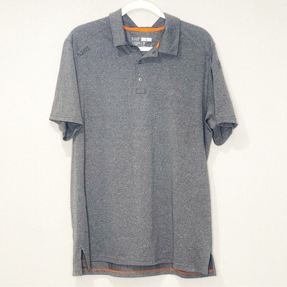 5.11 Tactical Series Gray Short Sleeve Snap Buttons Polo‎ Shirt Men's Size Large - Picture 1 of 6